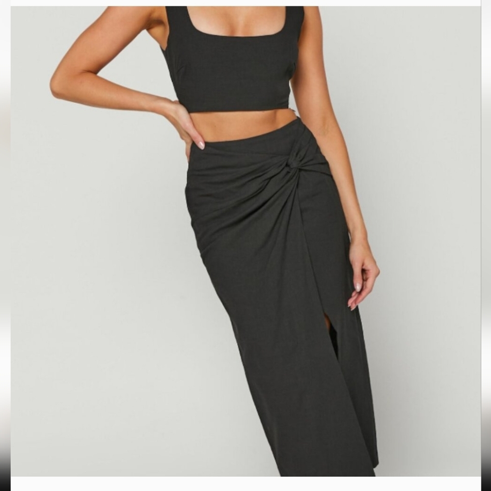 NWT Black Linen Two Piece Set